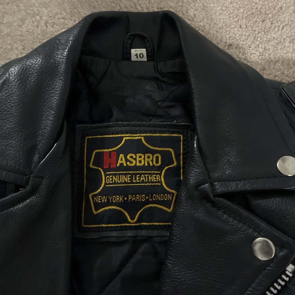 Vintage Hasbro Black Leather Motorcycle Jacket